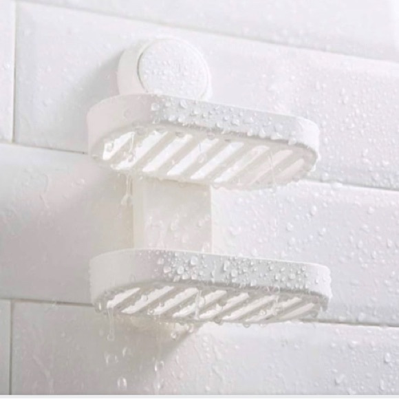 Soap Dish Holder Powerful Suction Cup Wall Mounted for Bathroom Shower - Picture 2 of 10